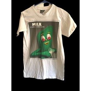 Logotel 1996 T Shirt Sz Big/ L  Gumby Milk It Does Gumby Good Made in USA Pokey